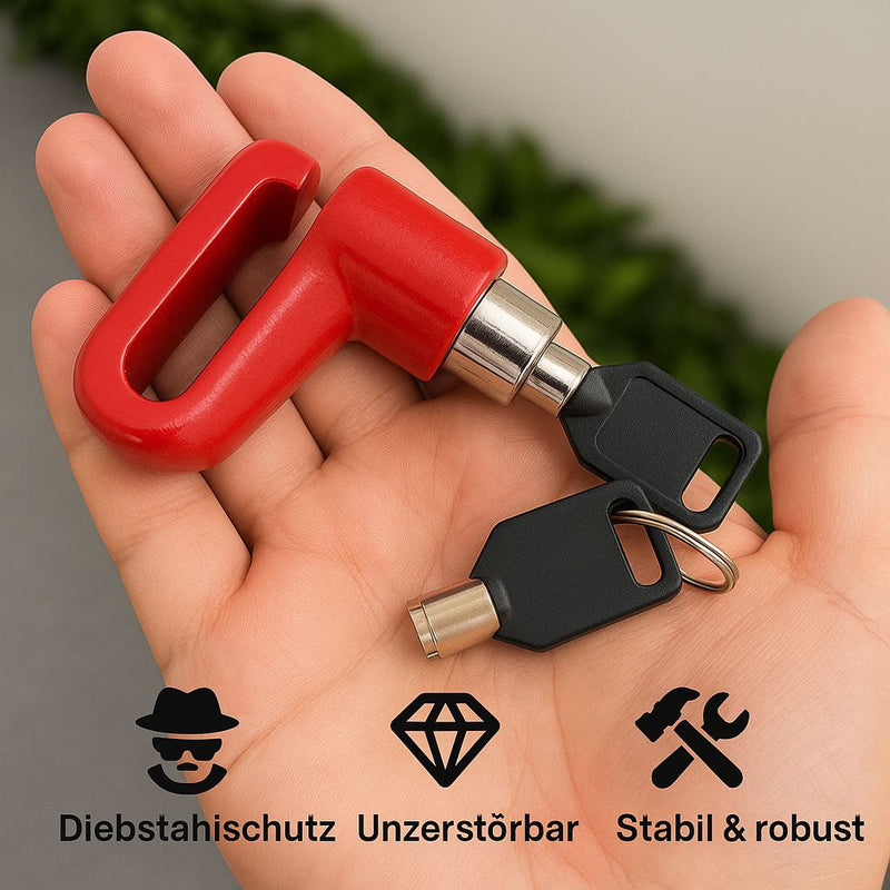 Sicherheitsschloss für Fahrräder und Motorräder mit Scheibenbremsenschloss aus Aluminium.